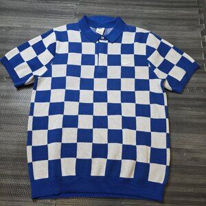 Nike Sportswear Club Checkers Polo Men's Size Medium FN3422-480 GAME ROYAL/SAIL